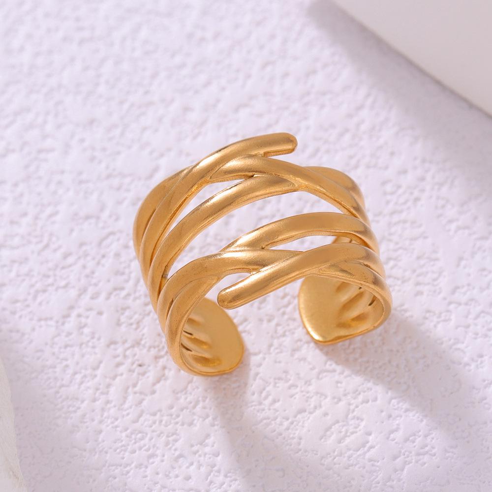 Anello Aperto Unisex Vintage in Acciaio di Titanio con Design a Croce Vuota