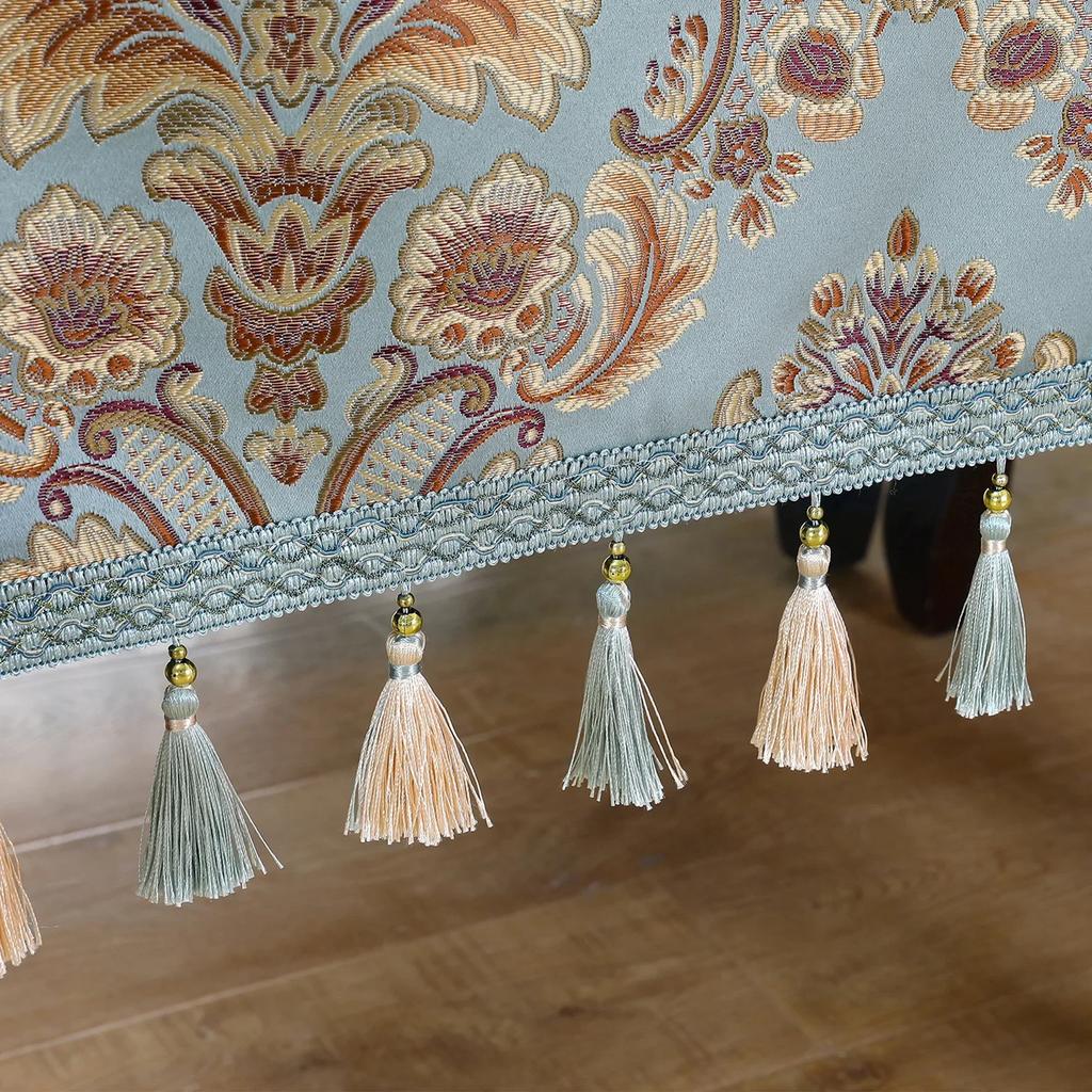 European Style Jacquard Table Cloth Thickened Rectangular Tablecloth Embroidered Tassels Dustproof Dining Table Cloth Cover
