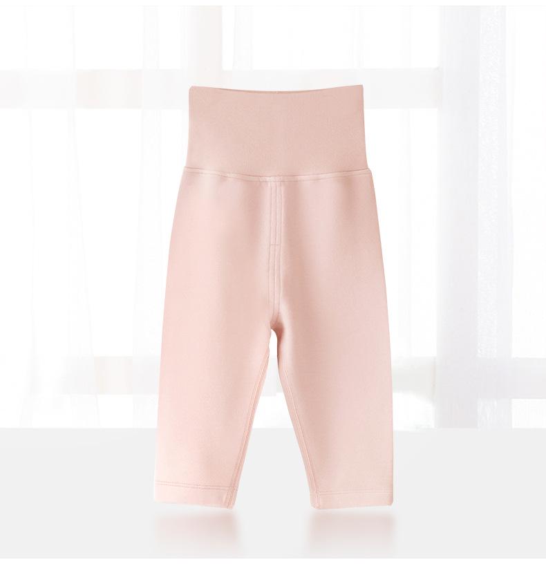 Infant Girls' High-Waisted Thermal Pants - Belly Protection for Autumn & Winter