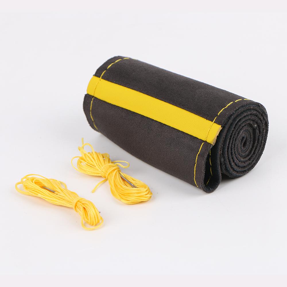 Suede Car Steering Wheel Cover Universal 38cm Leather Braid For Steering Wheel Hand Sewing Auto Steering Wrap With Needle