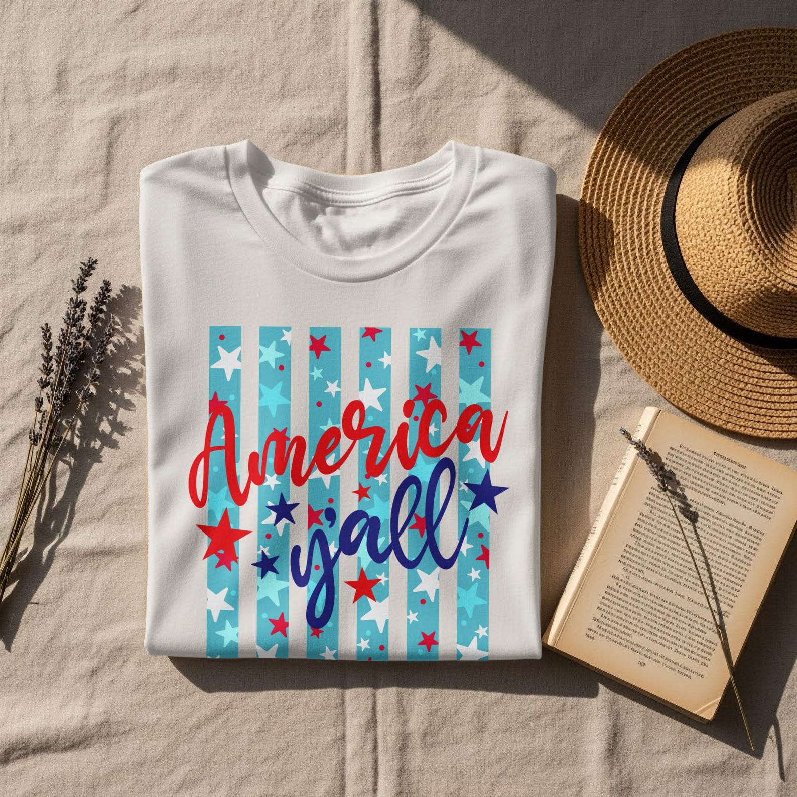 America Y all T-Shirt | Southern Stars Stripes Tee | Patriotic 4th July Apparel 2XL