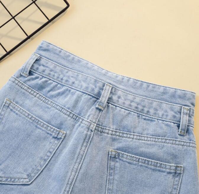 Summer Women's High Waisted Shorts Jeans Denim Shorts Loose Casual Curling Shorts Elastic Jeans