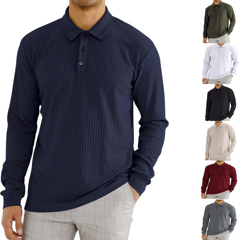 Autumn Men's Long Sleeve T-shirt Loose Long Sleeve Polo Shirt for Men