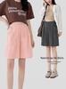 Maternity High-Waist Ice Silk Summer Shorts – Wide-Leg, No Belly Support, Casual 5-Point Pants.