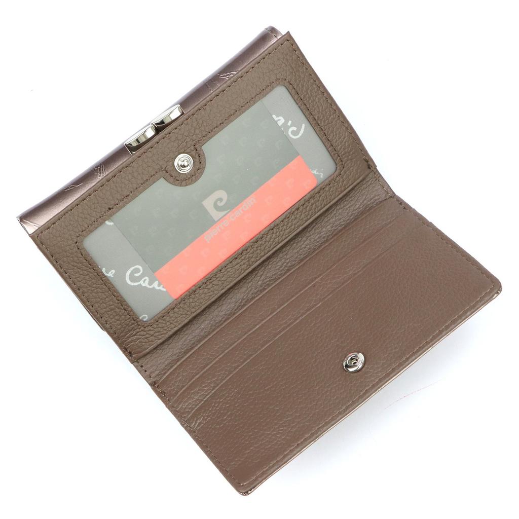 Large Lacquered Leather Women's Wallet with Leaves