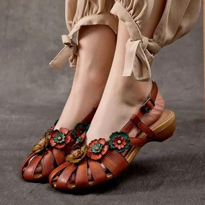 Fashion Retro Women Rome Sandals Flower Buckle Design Soft Leather Platform Sandal Casual Fashion Mom Shoes Sandalias Mujer 2025
