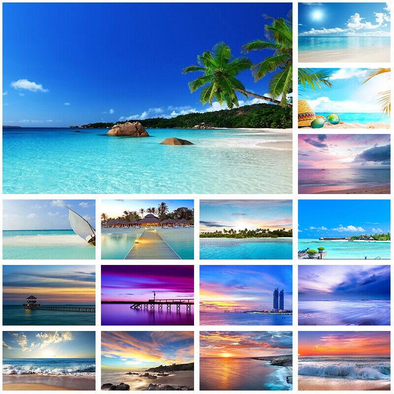 Sommer Strand Meer Hintergrund Gedruckter Foto Hintergrund Studio Fotografie Requisiten Hawaii Tropisch Sonnenuntergang Malerisches Wandbanner Party Dekoration