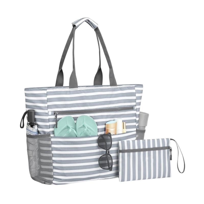 Spacious Water Resistant Foldable Sand Resistant Beach Bag Compact Design For Family Gatherings And Vacation Trip