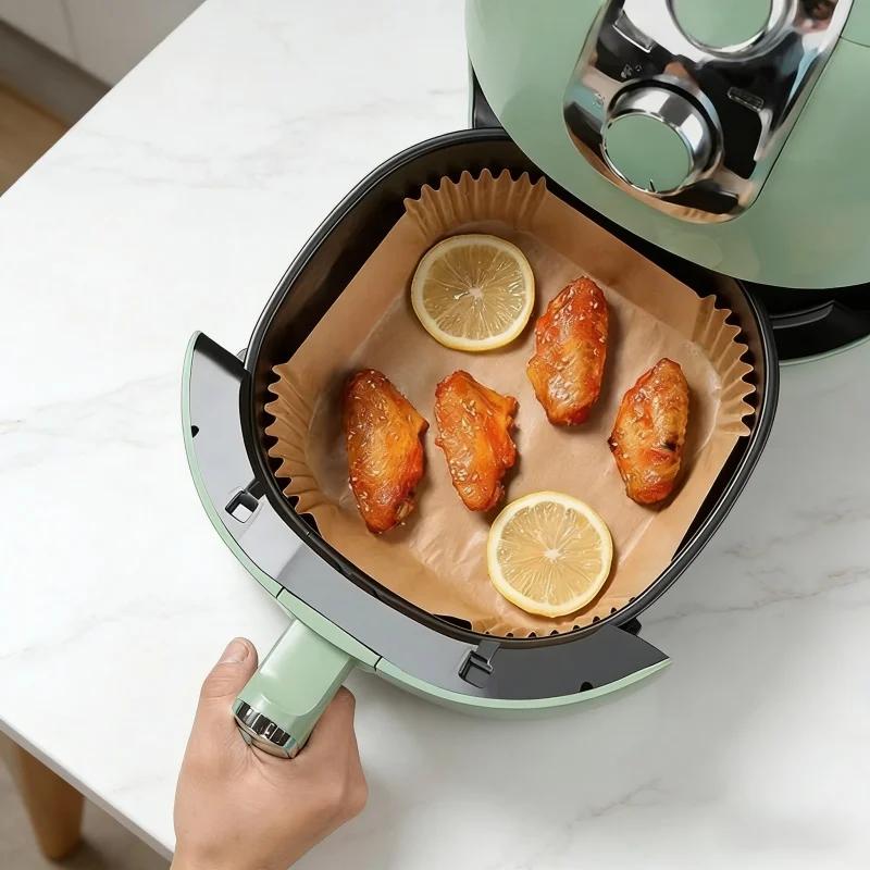 Non-Stick Oil-proof Parchment Paper Liner 50Pcs Air Fryer Disposable Baking Mat Oven Pan Pad Airfryer Bakpapier Kitchen Tool