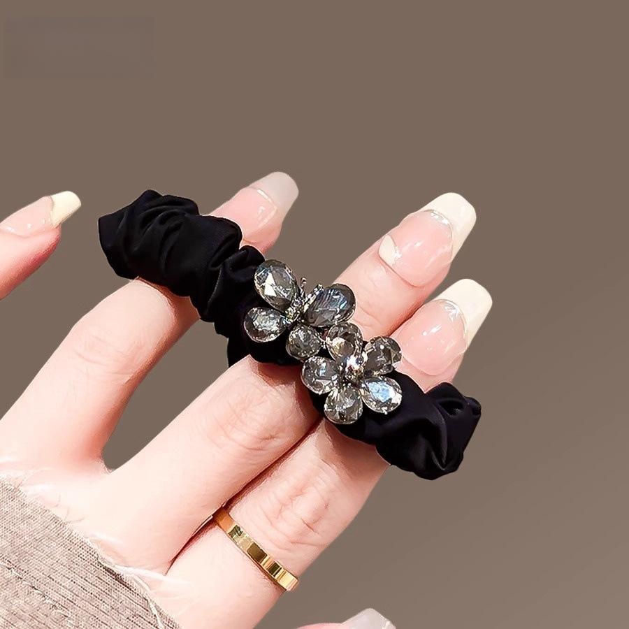 Large Intestine Hair Band Female Head Flower Butterfly Flower Rhinestone Hair Rope Ponytail Rubber Band Leather Case Hair Accessories Ball