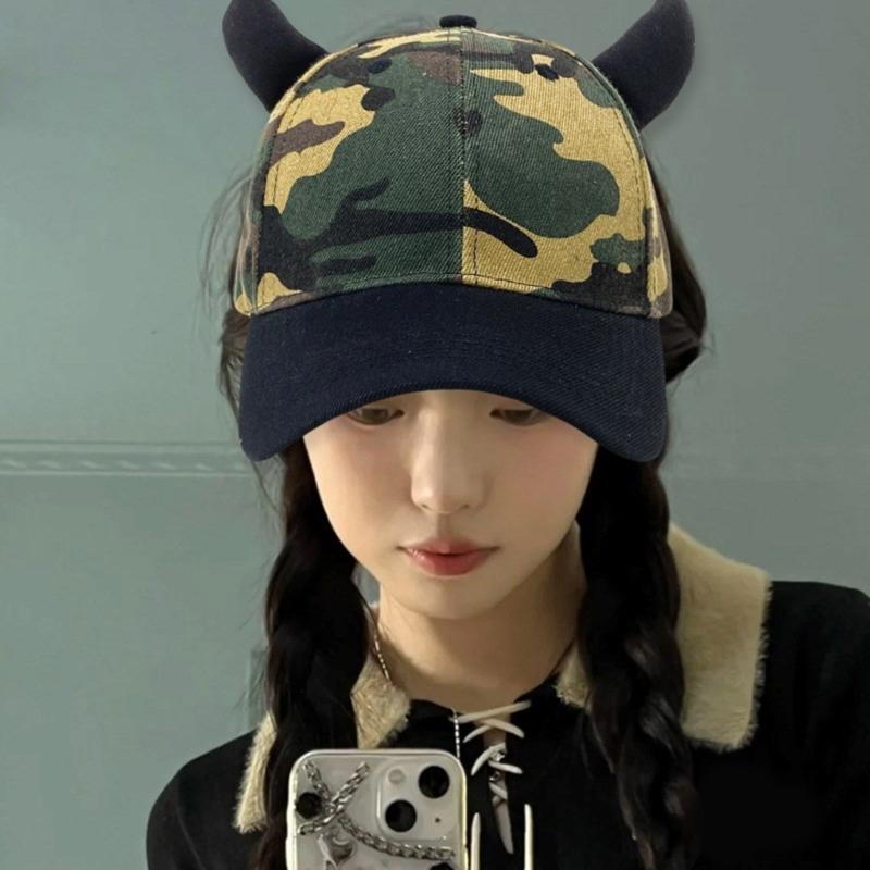 Decorative Horn Breathable Baseball Hat Women Adult Sports Hat Outdoor Activity