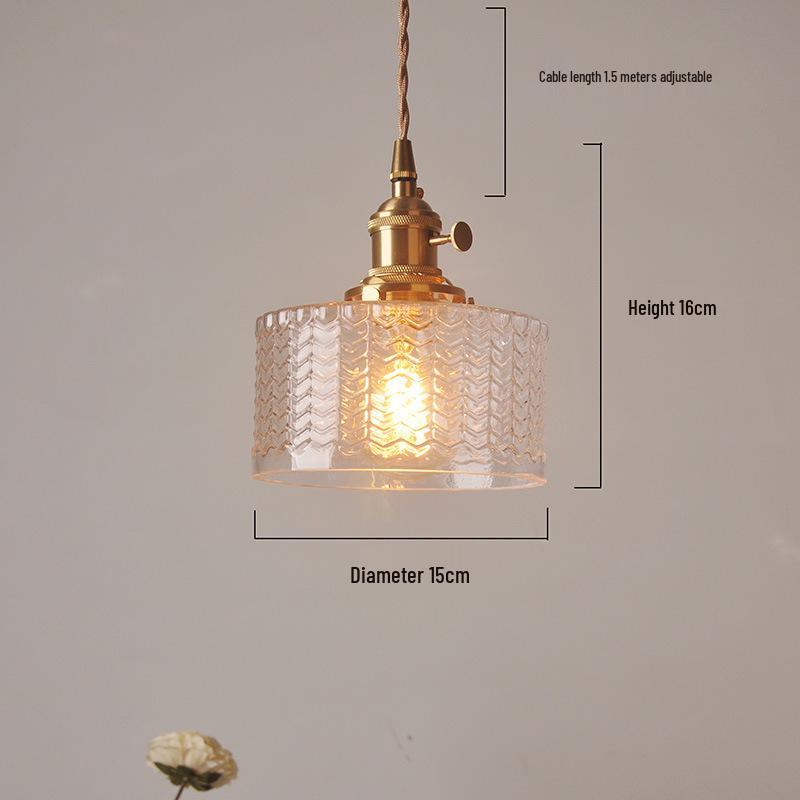 Nordic Retro Brass Glass Pendant Light - Ideal for Bar, Restaurant, Bedside, or Cafe.