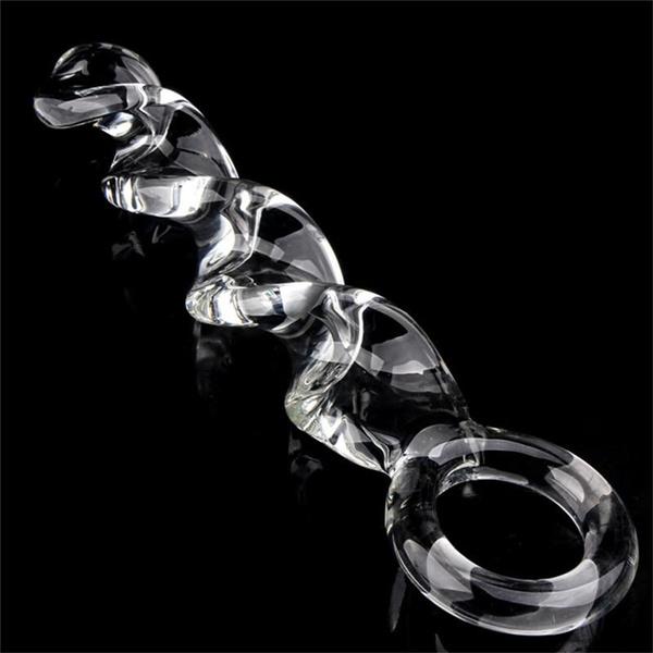 Spiral Glass Crystal Beads Anal Plug Wand