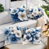 Blue and White Floral Pillowcases with Butterflies Cover Bedroom Sofa Decoration Polyester Cushion Cover with Zipper