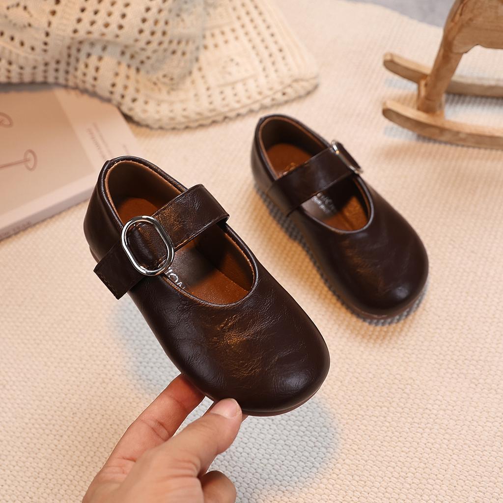 Princess Shoes Ballet Flats Fashion Retro Noteworthy Girls Shoes for Kids All Match Pretty Silhouette mary janes Shoes I10239