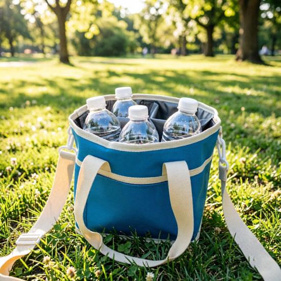 Insulated Drink Carrier Bag, 4 Compartment Tumbler Carrier Caddy, Family Size Drink Bag with Adjustable Shoulder Strap, Drink Caddy Tote for Coffee