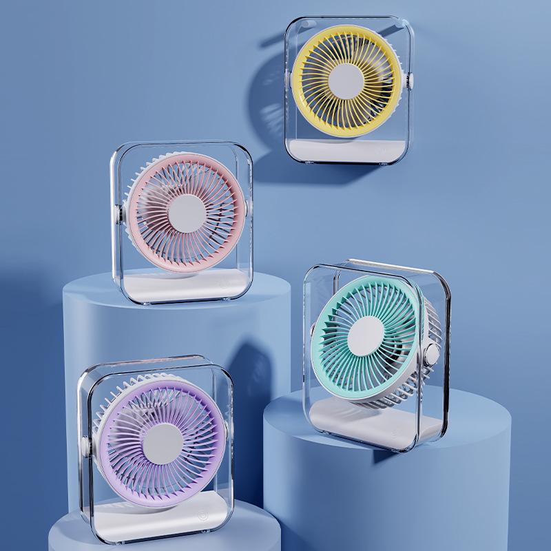 USB Rechargeable Circulating Fan with Light for Home, Office, Dorm, and Outdoor Camping