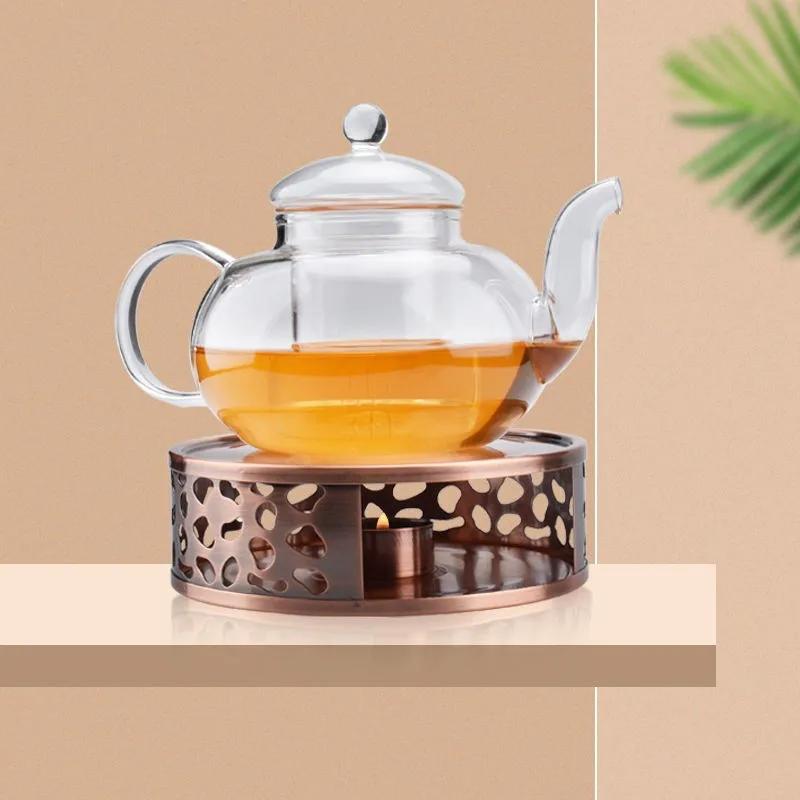 Teekannenwärmer Edelstahl Hohl Design Kaffeekannen Kerzenbasis Ständer für Haushalts Glas Teekanne Teekocher Milcherwärmer