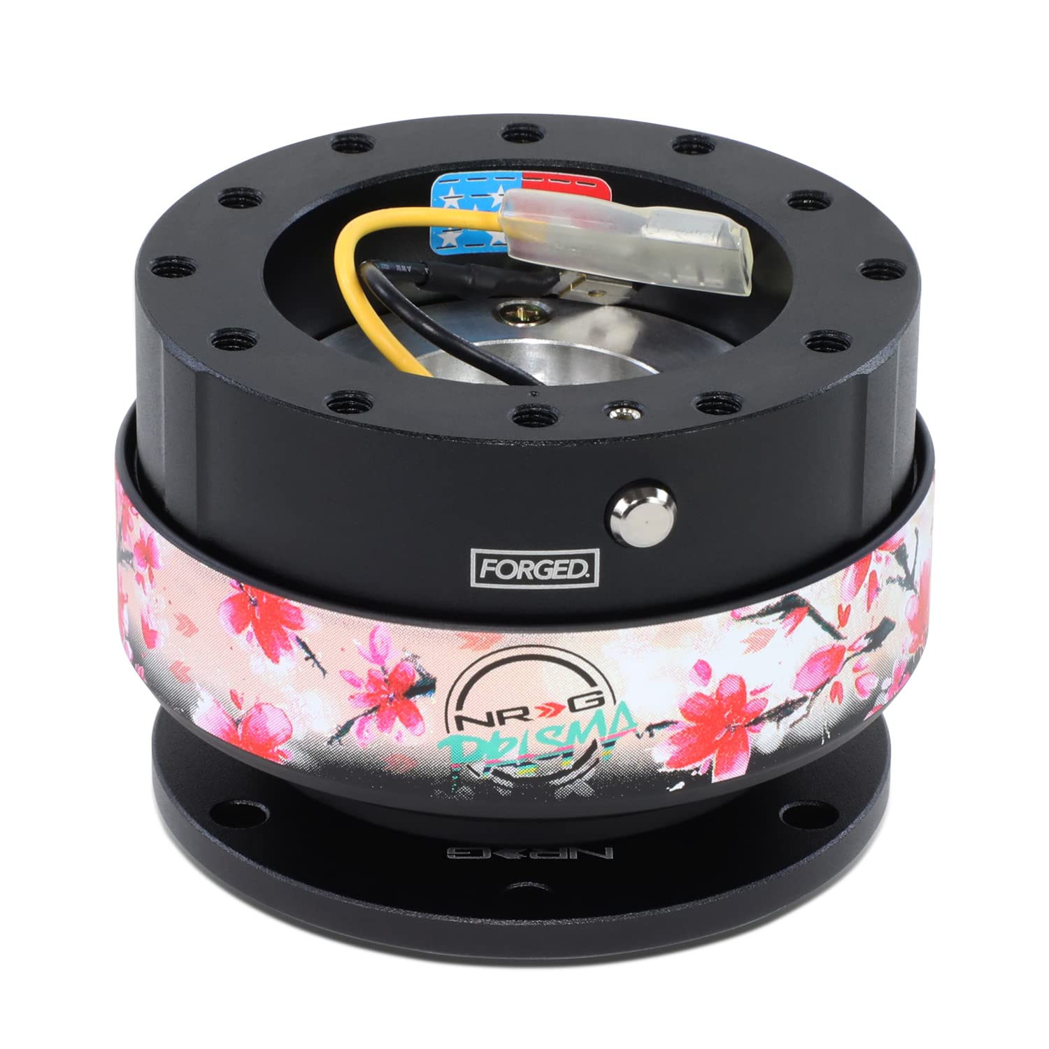 

NRG Innovations Gen Steering Wheel Quick Release with Mounting Quick Release Black Ring with Prisma Collab NRG-SRK-200BK-SAK 2.0 Adapter, 6-Hole