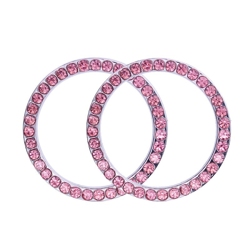 2Pcs 3DCar Key Ring Button Diamond Sticker Ignition Switch for Bling Decoration Circle Cover  Auto Motorcycle Styling Rhinestone