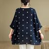 Manches Courtes Surdimensionné Coton Vintage Pois Décontracté Ample Été T-shirt Tee Shirt Femmes T-shirt Femme T-shirt Hauts Vêtements