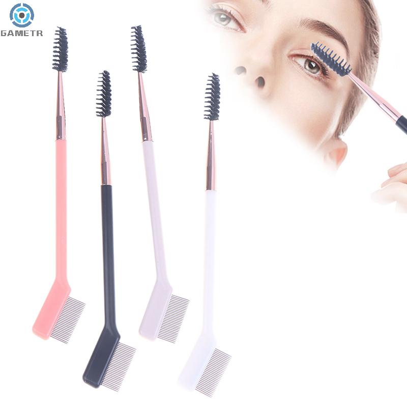 1PC Double Headed Eyebrow Brush Steel Needle Eyelash Comb Contouring Eye Brow Eyeliner Makeup Brushes Eyes Cosmetic Brushes