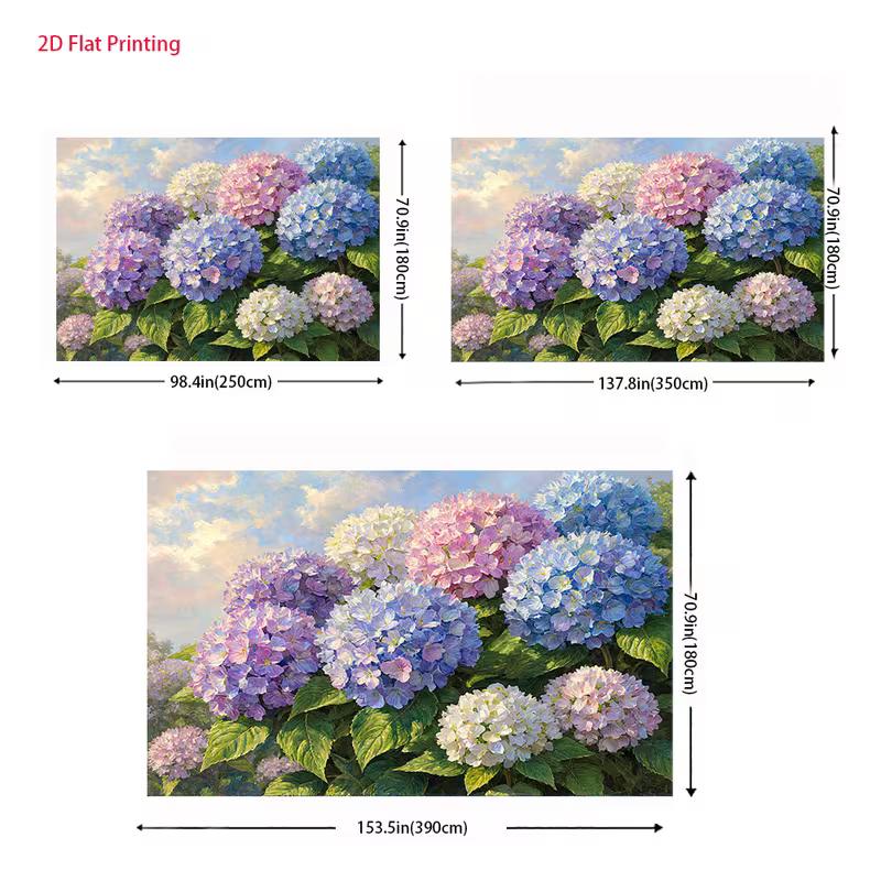 Vintage Hydrangea Floral Backdrop Oil Painting Purple Blue Flower Garden Background