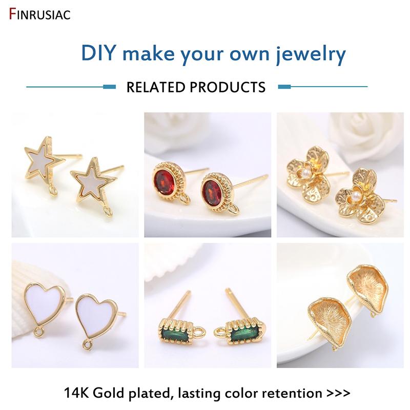 12.5mm*10mm 14K Gold Plated Brass Half-Moon Ear Stud Earrings With 3mm Close Ring DIY Earrings Making Supplies