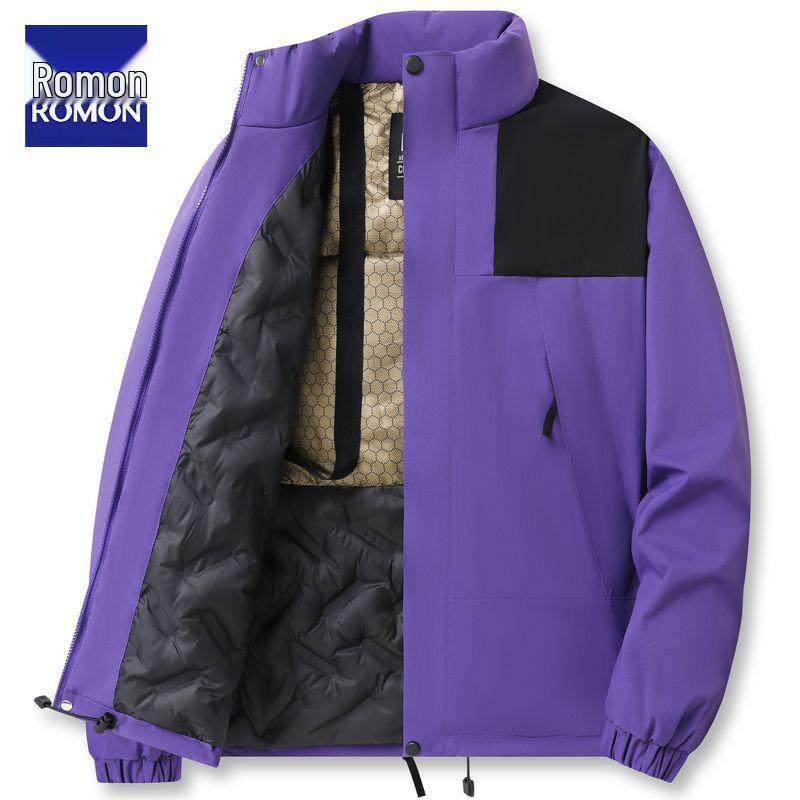 

Romon 2025 Men s Windproof Colorblock Stand Collar Down Jacket 4XL (170-190 jin)
