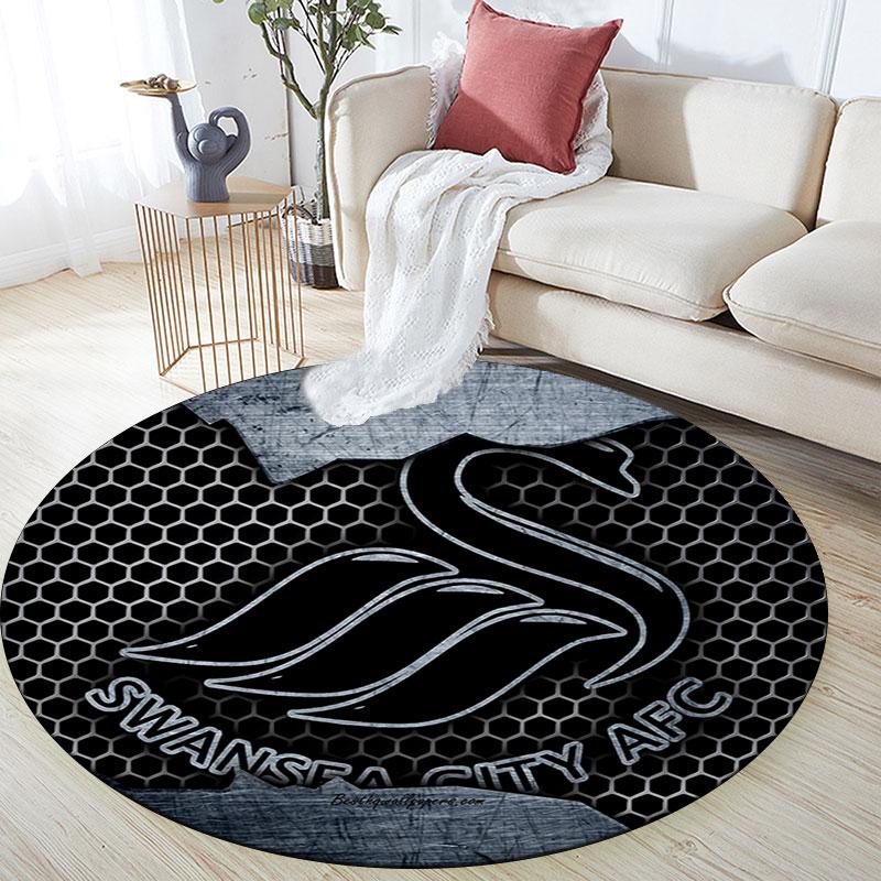 Swansea City logo pattern round rug,Carpet Rug for Living Room Bedroom Playroom ,Non-slip Floor Mat,Holiday Gifts and Birthday Gifts.