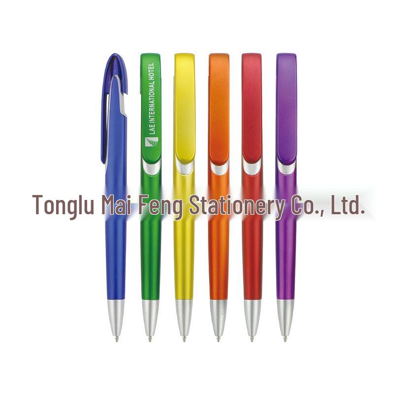 

Branded Large Clip Plastic Ballpoint Pen White Barrel with Orange Accessories