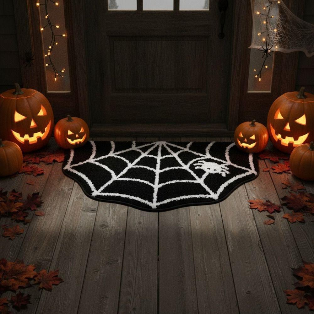 Water-absorbent Halloween Unwelcome Bat Doormat Faux Cashmere Halloween Decorative Carpet Bathroom