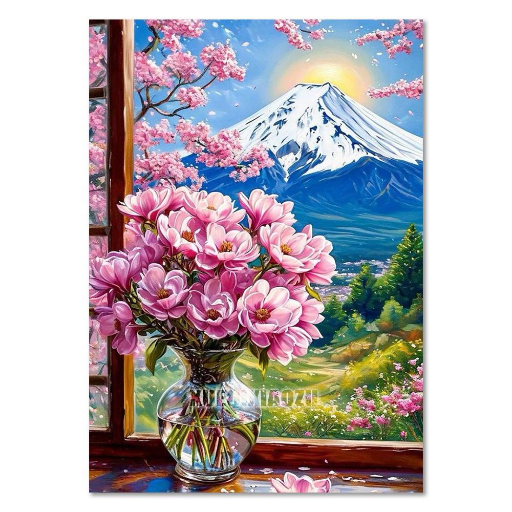 Sea Sailboat 5D Diamond Painting Kit Mountain View Flower House Mosaic Cross Stitch DIY Home Decor Gift for Adult Beginners