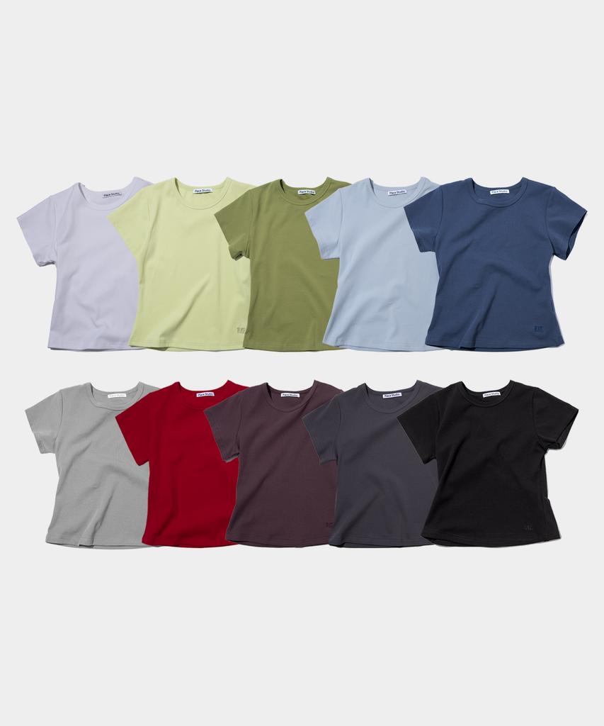PLACE STUDIO Simple Basic Slim Fit Semi-Crop Cotton Short Sleeve Tee _10 Colors
