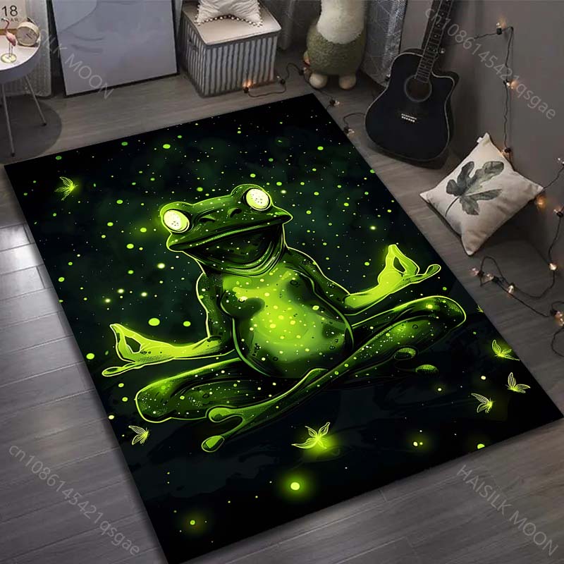 Mushroom and Frog Meditation Print Carpet for Living Room Bedroom Sofa Doormat Decor Area Rugs Non-slip Floor Mat Large Size