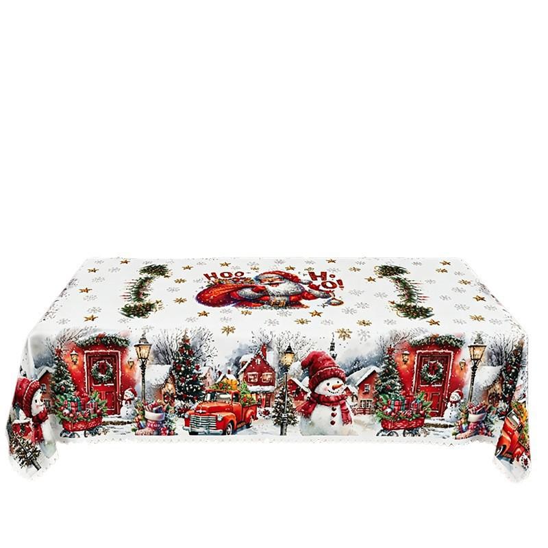 Christmas Print Tablecloth Waterproof Stain Resistant Festive Dining Decor Holiday Tables