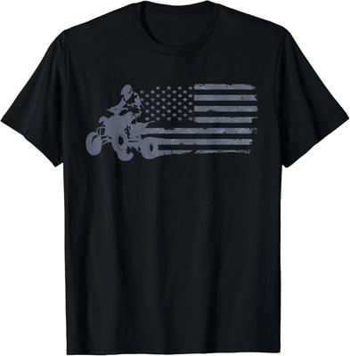 ATV Quad Vierradfahrer Amerikanische Flagge Used Look Geschenk Unisex T-Shirt