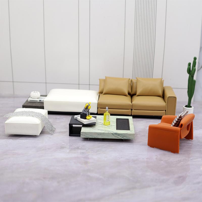 1/20 1/25 Dollhouse Simulation Sofa Tea Table Model Dollhouse Mini Furniture Decoration Dolls House Living Scene Ornament