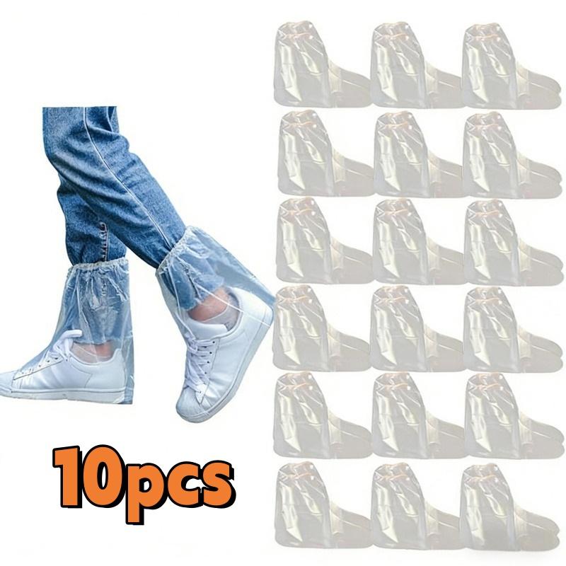 

10/20/50pcs Rainy disposable shoe covers, transparent plastic outdoor thick wear-resistant waterproof isolation foot covers 29cm