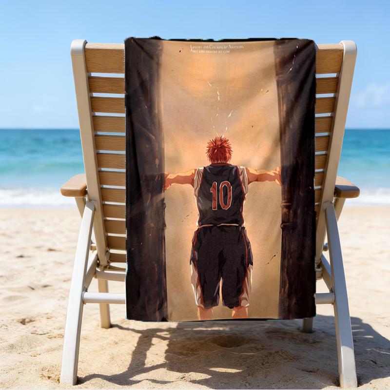 proof beach towel with a Kuroko's Basketball2 pattern - soft,absorbent,quick-drying,machine washable - perfect for swimming,camping,bathing