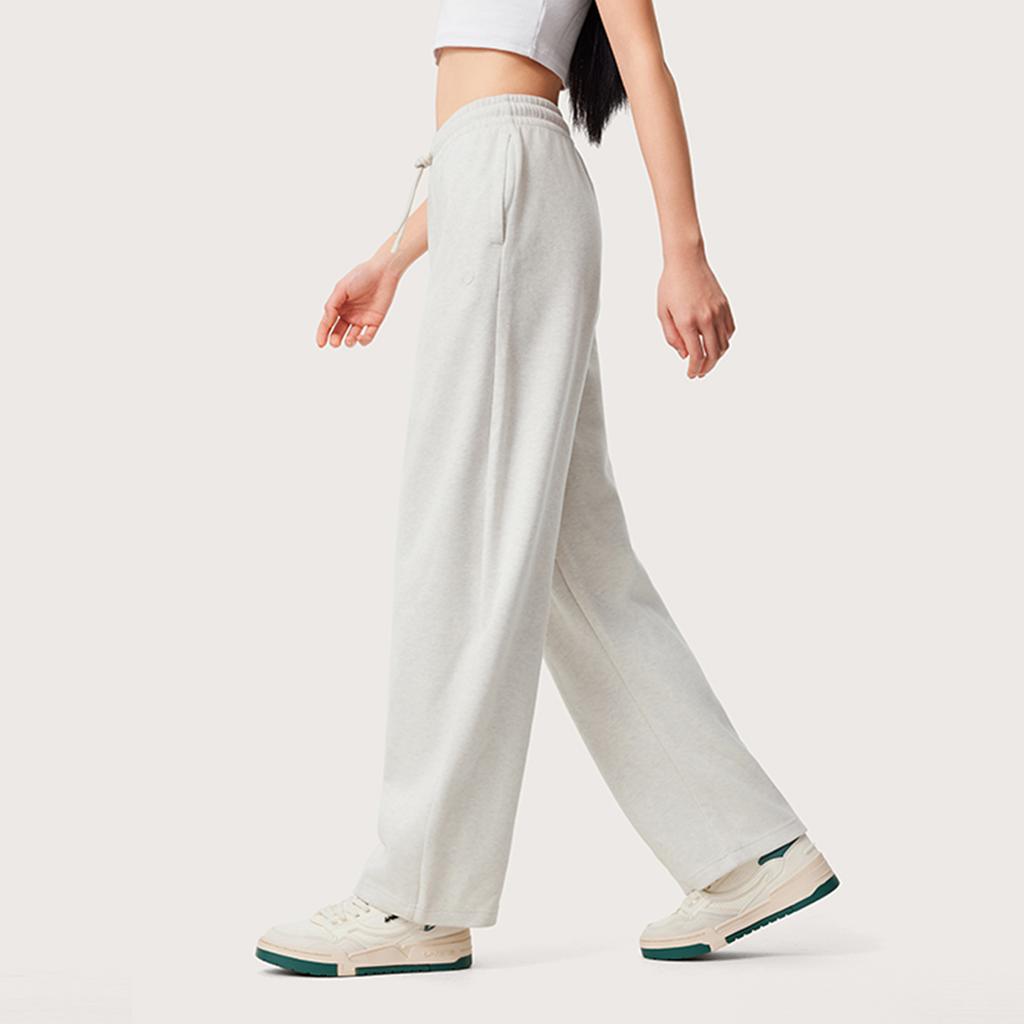 Li Ning Sports Lifestyle Series Loose Mid Waist Straight Leg Knit Joggers Women Joggers Light-Floral-Gray AKLU326-1