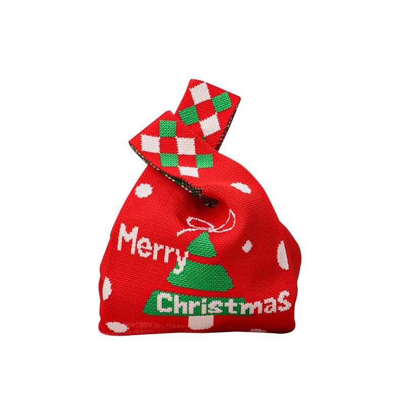 

1 шт. Повседневные маленькие многоразовые рождественские вязаные сумки ручной работы подарочная сумка в виде елки