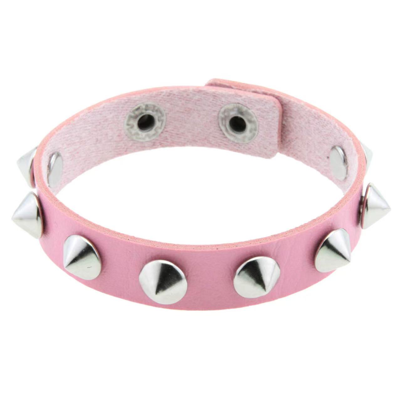 Edelstahl Schnalle Niete Modisches PU-Leder Partner Armband Gothic Trend Armband white