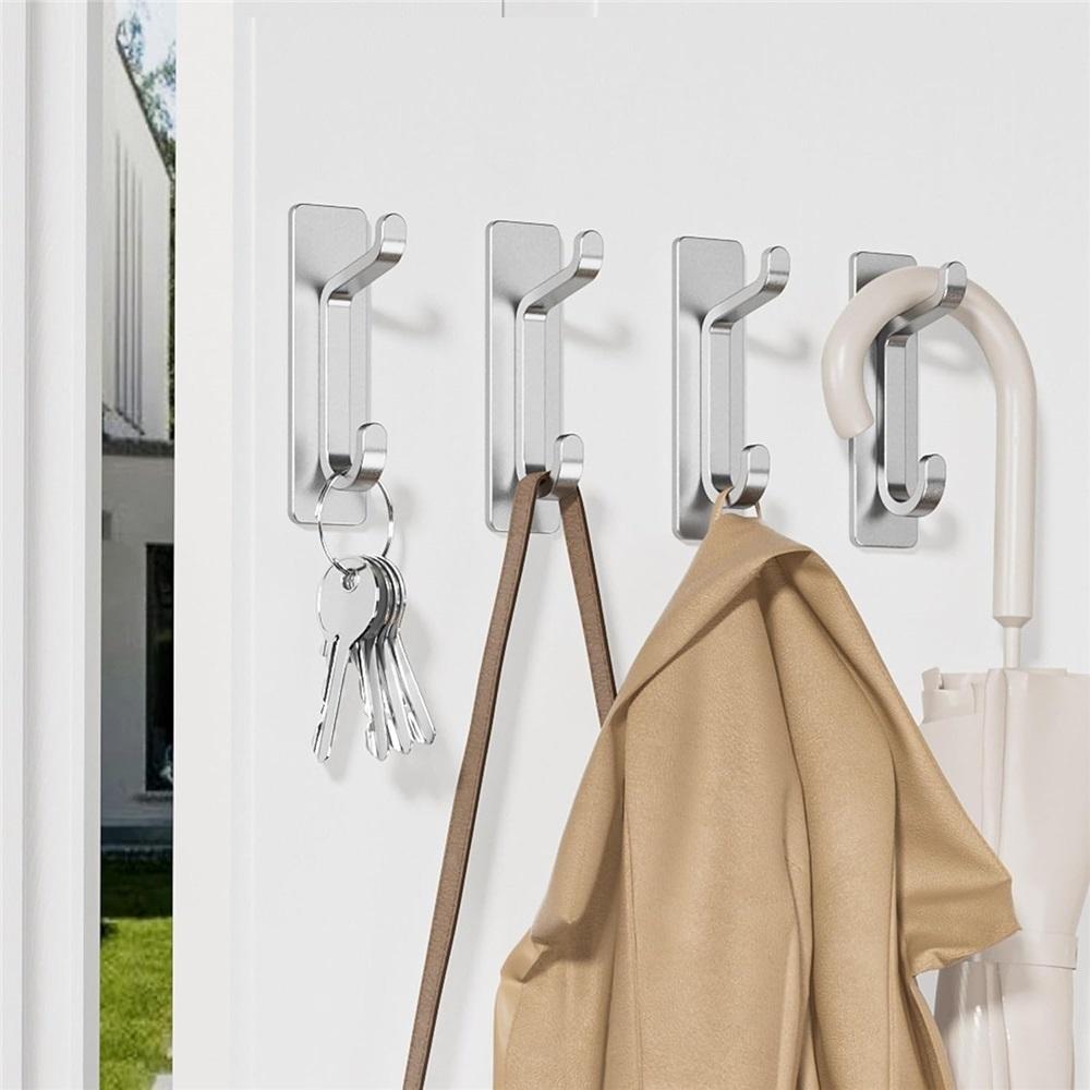 Ganchos Autoadhesivos, Extra Pegajosos y Fuertes, Cuelgan Hasta 6KG, Adhesivos de Alta Resistencia, Gancho sin Clavos para Detrás de la Puerta, Negro, Paquete de 4