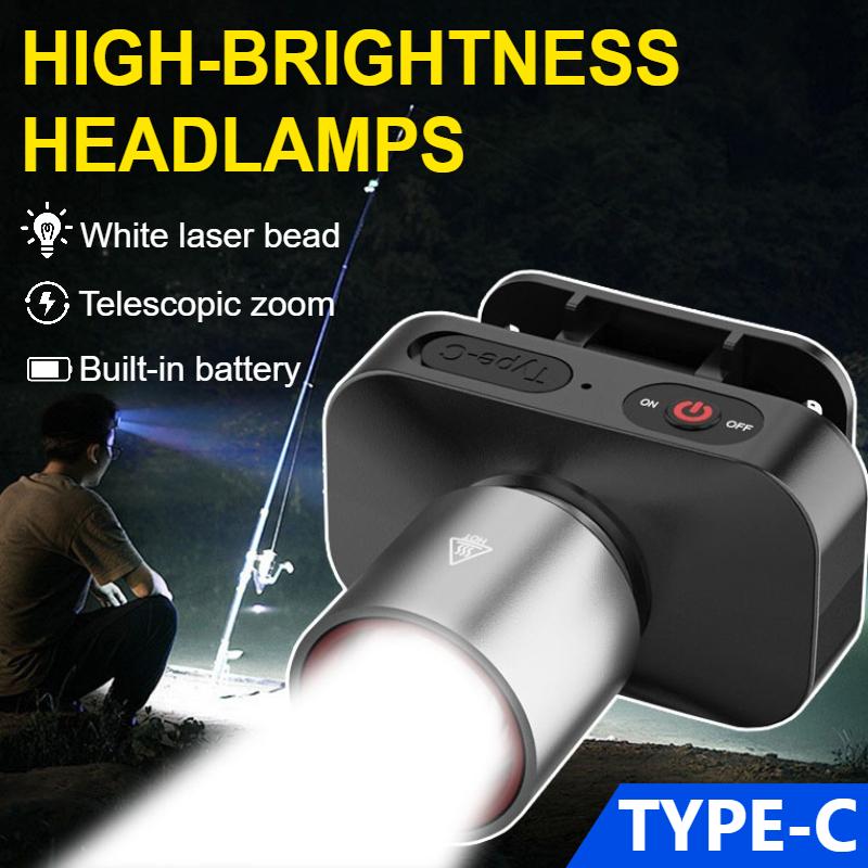 Hands-Free Rechargeable Headlamp Ultra-Bright Zoomable LED with 3 Lighting Modes Essential Outdoor Gear for Camping & Fishing