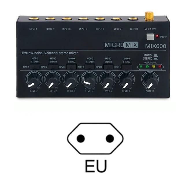 

Мини-звуковой микшер, линейные микшеры, малошумный 6-канальный источник питания постоянного тока 5 В, компактный размер, подходящий для домашнего использования в студии, ЕС/США