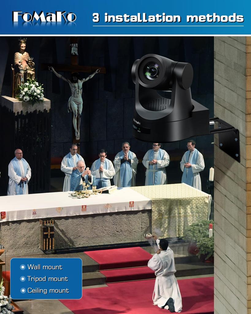 Kamera PTZ FoMaKo 30x Zoom Optyczny Wyjście AI Automatyczne Śledzenie Obsługa POE Kamera IP Duże Spotkania Grupowe Edukacja Szpital Kościół Transmisja na Żywo Wydarzenie