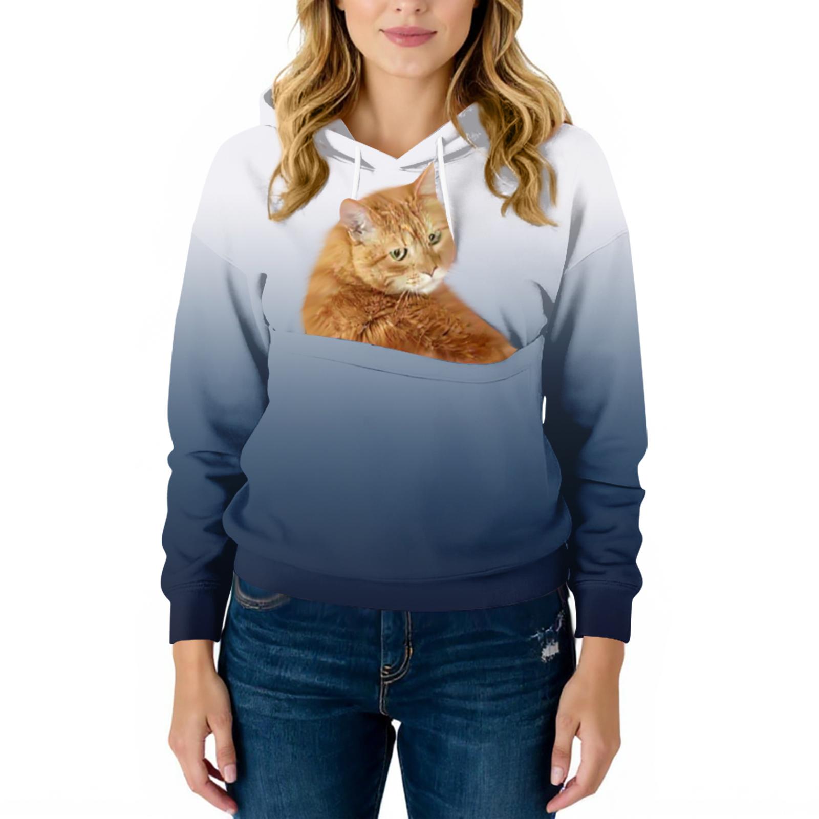 

Женский модный повседневный свитшот с длинными рукавами, карманом, капюшоном и принтом M