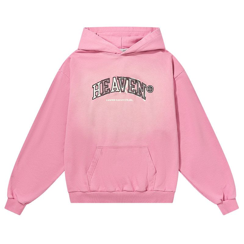 

Graffiti Printing Loose Casual Hooded Sweatshirt Embroidery Pink L