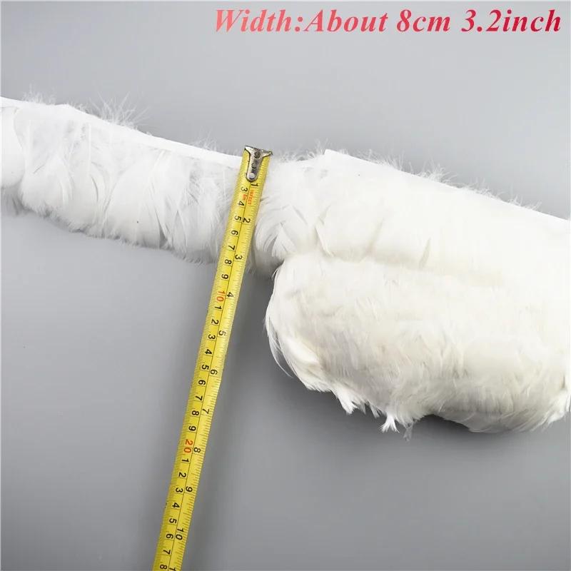 1Meters White Black Pheasant Feathers On Tape Ribbon Turkey Ostrich Fringe Feather Trim Goose Marabou Sewing Clothes DIY Plumes